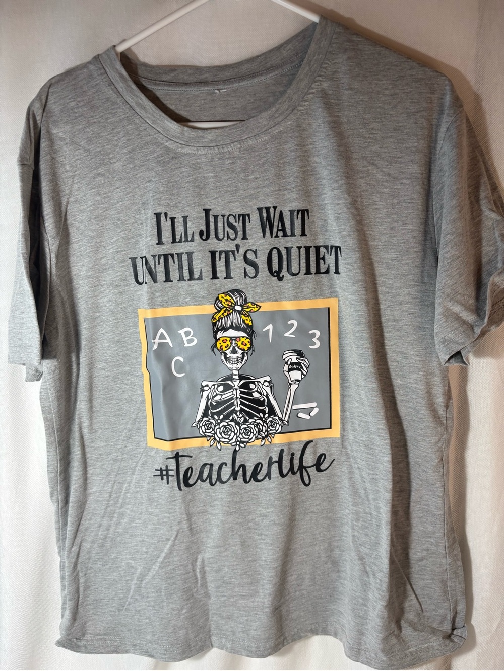 Halloween Teacher Life Graphic Tee - Gray size Large